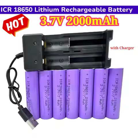 ICR 18650 3.7V Battery 2000mAh Lithium Rechargeable Battery ICR18650 for Flashlight Batteries Childr