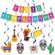 Feliz Cumpleanos Banner - Pre-Strung Happy Birthday Banner, Cinco de Mayo Papel Picado, Fiesta Birth