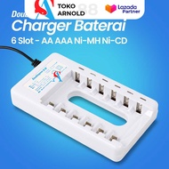 Doublepow Charger Baterai USB 6 Slot AA AAA