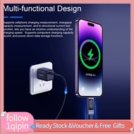 1qipin.my Type-C USB Charging Tester Voltmeter Power Meter 0.96-inch TFT Display Aluminum Alloy Hous