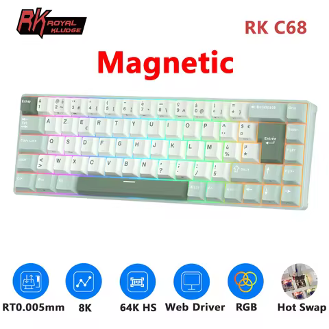 RK ROYAL KLUDGE RK C68 Magnetic Keyboard Rapid Trigg 0.005mm SOCD/Rs 0.125ms 8K RGB PBT Wired Mechan