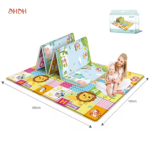 100*180cm Baby Play Mat Foldable Children Carpet Double-Sided Pattern Kid Room Carpet Educational Ac
