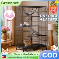 4-Tier Cat Cage Spacious Litter Box Integrated Rust-Proof & Easy Setup for Multiple Cats