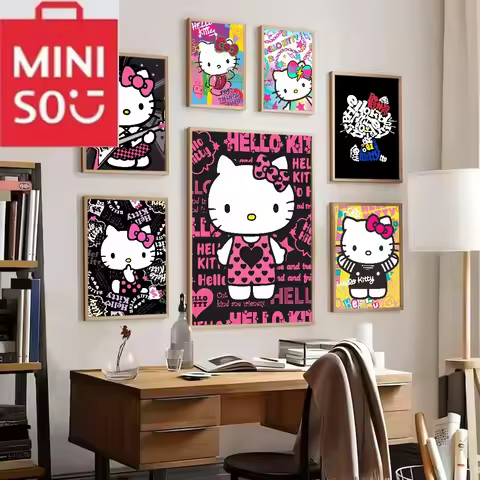 MINISO 5D DIY Sanrio Hello-K-Kitty Diamond Painting Wall Art Kawaii Room Decor Gift
