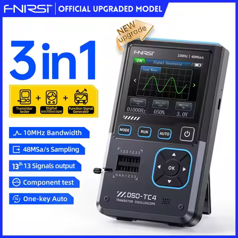 FNIRSI DSO-TC4 Upgrade 3 in 1 Digital Oscilloscope 10MHz 48Ms/s Transistor Tester Electronics Compon