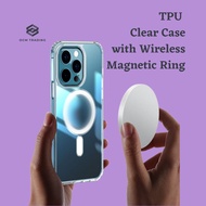 Ocm TANDO Clear Transparent Case with Magnetic Wireless Ring Compatible for iPhone 14 Pro Max 苹果14手机