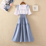 Skirt Girl Youth Fake Two-Piece Dress 11-12-13-14-15 Years Old Summer Dress Womens Clothing Junior H