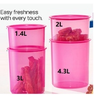 [tupperware]ready stock - 4pcs/set tupperware One touch container in pink (4)