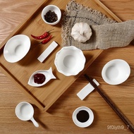 Creative Kitchen Hotel Seasoning Sauce Vinegar Dish Chopsticks Shelf Side Dish Sauce Dish Pure White Ceramic Hot Pot Sea