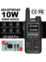 Baofeng原裝uv-g28 Pro V2 對講機,長距離可攜式999頻道業餘fm收音機,uhf Vhf 雙頻充電2向無線電防水