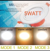 Lampu Led Downlight 3 Warna 5W 5 Watt Tanam Plafon