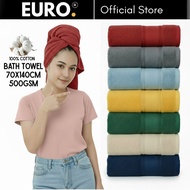 EURO. 100% Cotton Bath Towel 70x140cm 500gms Water Absot Tuala Mandi Serap Air Dewasa