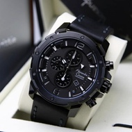 Alexandre Christie Original AC6410 Jam Tangan Pria Tali Kulit Full Black