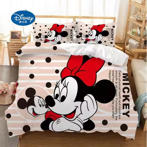 Disney Cartoon Bedding set Mickey Minnie Duvet cover singe twin King Queen size twin bedding set bed