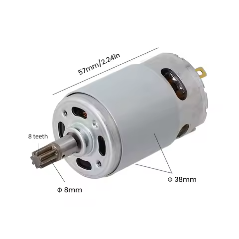 Long lasting 18V 8 Teeth Motor RS550VD6532 H3, High Reliability, Silver color, Suitable for WORX WX3