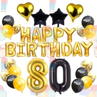 47pcs10 20 30 40 50 60 70 80 90th Number Balloons Party Decorations Star Balloon Birthday Banner Bac