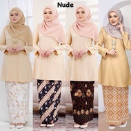 🔥(SIZE XS-5XL) TEMA NUDE BROWN / BEIGE - KURUNG RIAU MODEN BATIK SONGKET BRIDESMAID RAYA 2024 VIRAL 