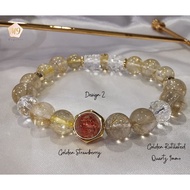 [Ready Stock] Natural Golden Rutilated Quartz With Super 7 Design Bracelet & Yellow Azeztulite ［现货！］