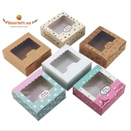 20pcs/lot Kraft Paper Cake Box And Packaging Cupcake Gift Box With PVC Window Flower Wedding Box For Candy Cookie Party Favors