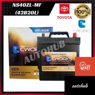 [CWORKS/TOYOTA] HIGH POWER BATTERY NS40 | NS40ZL | NS40ZLMF | 42B20L Bateri Myvi Axia City Jazz Kanc