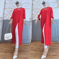 TUNIK KEMERDEKAAN MERAH PUTIH/TUNIK PEREMPUAN 17 AGUSTUS MERAH PUTIH BAHAN CRINKLE AUR FLO/BAJU MERA