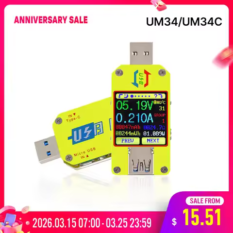 RD UM34 UM34C for APP USB 3.0 Type-C DC Voltmeter ammeter voltage current meter battery charge measu