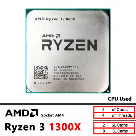 AMD Ryzen 3 1300X R3 1300X 3.5 GHz Used GAMING Zen 0.014 Quad-Core Quad-Thread CPU YD130XBBM4KAE Soc