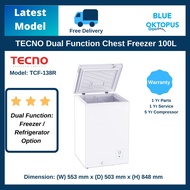 Tecno 100L Dual Function Chest Freezer (TCF-138R) , Popular Model!