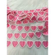 Decorative Lines Pink Heart Pattern 4 Yards