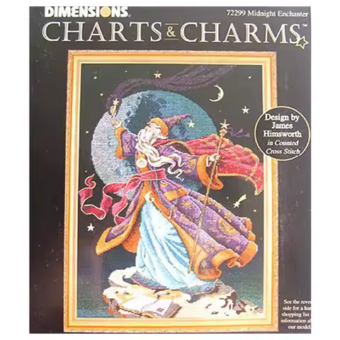 Counted Cross Stitch Kits, Midnight Enchanter Embroidery Needlework Sets, Magic Fairy Wizard Dim 722