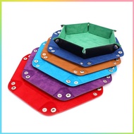 (COD) Foldable Dice Tray Box PU Leather Folding Hexagon Coin Square Tray Dice Game