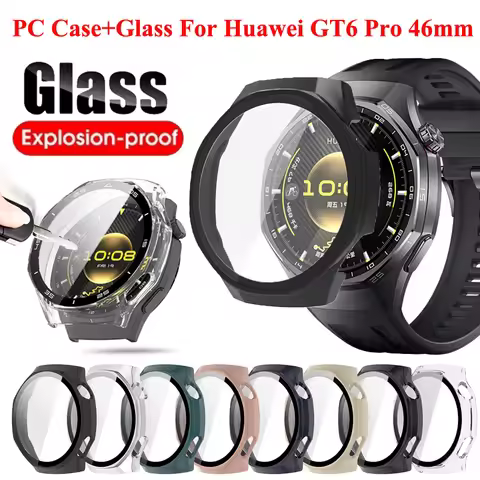 PC Case For Huawei Watch GT 6 Pro 46mm Screen Protector Protective Cover+Tempered Glass For Huawei W