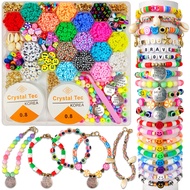 Clay Beads Arts and Crafts Kit for Jewelry Making, With Smiley Letter Beads, Gifts for Girls Age 6-1