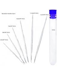 6-18入組大眼針、編織針、穿線器和開孔針- 6種大小,可折疊的串珠針頭整套組合,附有穿線器容器(隨機顏色),適用於珠寶製作,請選擇穿線針和開孔針進行串珠,選擇針對服裝修補和其他用途的針。針適用於大孔珠子,開孔針則適用於所有珠子。