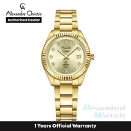 [Official Warranty] Alexandre Christie 2A83LDBGPIV Women's Gold Dial Stainless Steel Steel Strap Watch