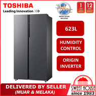 [MELAKA FREE SHIPPING] TOSHIBA GR-RS780WI-PMY(06) 623L Side By Side Refrigerator Origin Inverter Fri