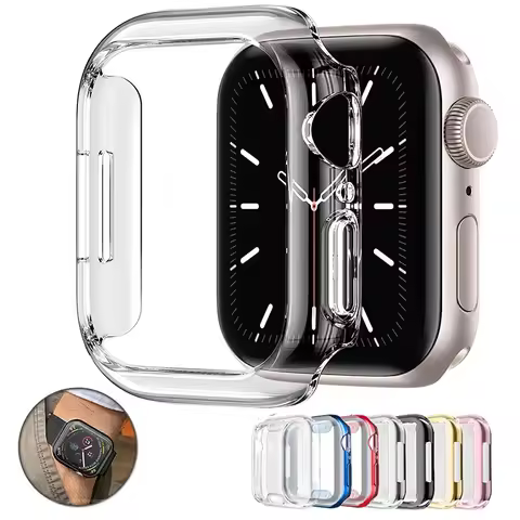 Clear TPU Screen Protector Case For Apple Watch 45mm 41mm 44mm 40mm 42mm 38mm 49mm 3D Full Bumper Ca