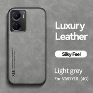 For Vivo Y16 Y 16 VivoY16 2022 Business Casing Cross Grain Leather Magnetic Cover Camera Shockproof 