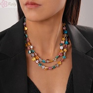 ROLY Colorful Necklace, Irregular Exaggerate Beaded Necklace, Fashion Double-layer Elegant Jewelry A