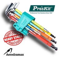 Pro’sKit HW-230BL 9pcs Color Code Extra Long Arm Ball Point Hex Key Set