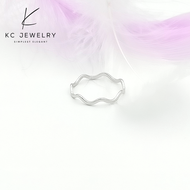 KC Jewelry 925 Silver Plated White Gold Wavy Ring