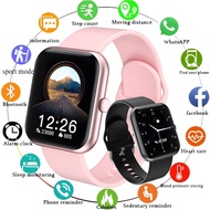 Smartwatch นาฬิกาสมาร์ทวอช สมาร์ทนาฬิกาสาย Bluetooth 2021ใหม่ผู้ชายผู้หญิงกันน้ำ Smartwatch Heart Rate Monitor สำหรับ Android Samsung Apple + กล่อง นาฬิกาสมาร์ทวอช สีแดง