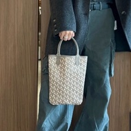 ✨Goyard｜週年全球限定🤩Poitiers mini tote 灰粉色老花肩帶款 ｜98新