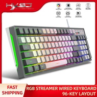 2023 Wired 96-Key Color Matching Gray White Gaming Keyboard Film RGB Backlight Gaming Keyboard Mecha