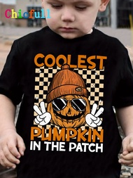 [Local Stock] F1 Halloween Christmas Kids Clothes Halloween Ghost Print Short Sleeve T shirt Baby Bo