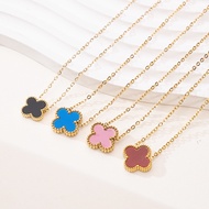 Double-Sided Four-Leaf Clover Necklace Lucky Four-Leaf Clover18KGold Necklace Simple Temperament Fem