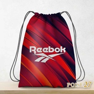 Boys Girls Drawstring Backpack/Sports Shoes Shirt Bag/Reebok Red Thick Drawstring Bag Printing