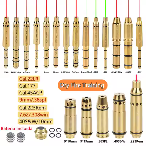 Dry Red Dot Lasers Trainer Cartridge Tactically Bore Sight Training Ammunitions Easy Use 9mm 9x19mm 
