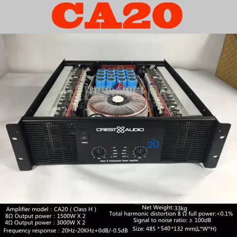 CA20 Professional Power Amplifier Pure Power Amp 2channels (3u) KTV/Stage/Home Entertainment KTV 8Oh