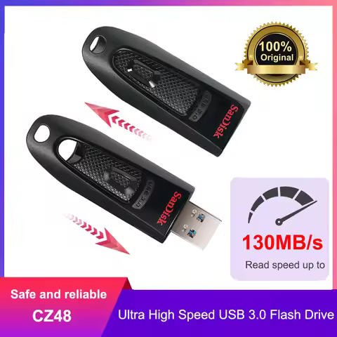 SanDisk Ultra USB3.0 Flash Drive 256GB 128GB 64GB Flashdisk 32G 512GB USB 3.0 Pen Drive 130MB/s USB 